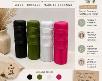 2 Pack Stackable Pill Case, Modular Medicine Holder, 3D Printed Organizer (TSA Carry On)