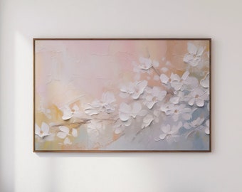 Arte para TV Samsung Frame com estampa floral texturizada em tons pastel