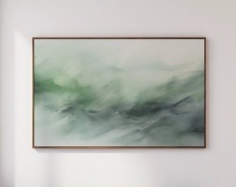 Arte abstrata em aquarela verde para TV Samsung Frame