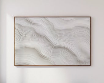 Arte para TV Samsung Frame com textura topográfica branca e marcante