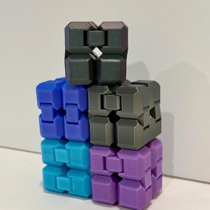 3D Printed Infinity Cube Fidget Toy, ADHD Anxiety Stress Relief Gadget, Quiet Sensory Tool
