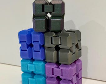 3D Printed Infinity Cube Fidget Toy, ADHD Anxiety Stress Relief Gadget, Quiet Sensory Tool