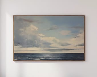 Pintura a óleo vintage do oceano, arte para TV Samsung Frame.