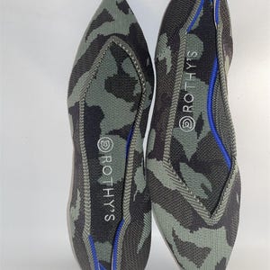 Rothy's Point Green Camo Women's Shoes Flats Loafers Slip Ons Size