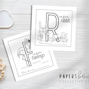 Libro degli ospiti per baby shower ABC da colorare: attività con l'alfabeto come ricordo (PDF stampabile e modello Canva)