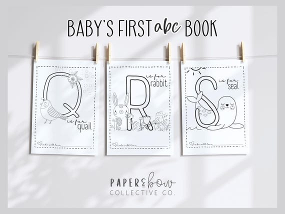 Baby Shower ABC Coloring Book Guest Book Alternative (PDF)
