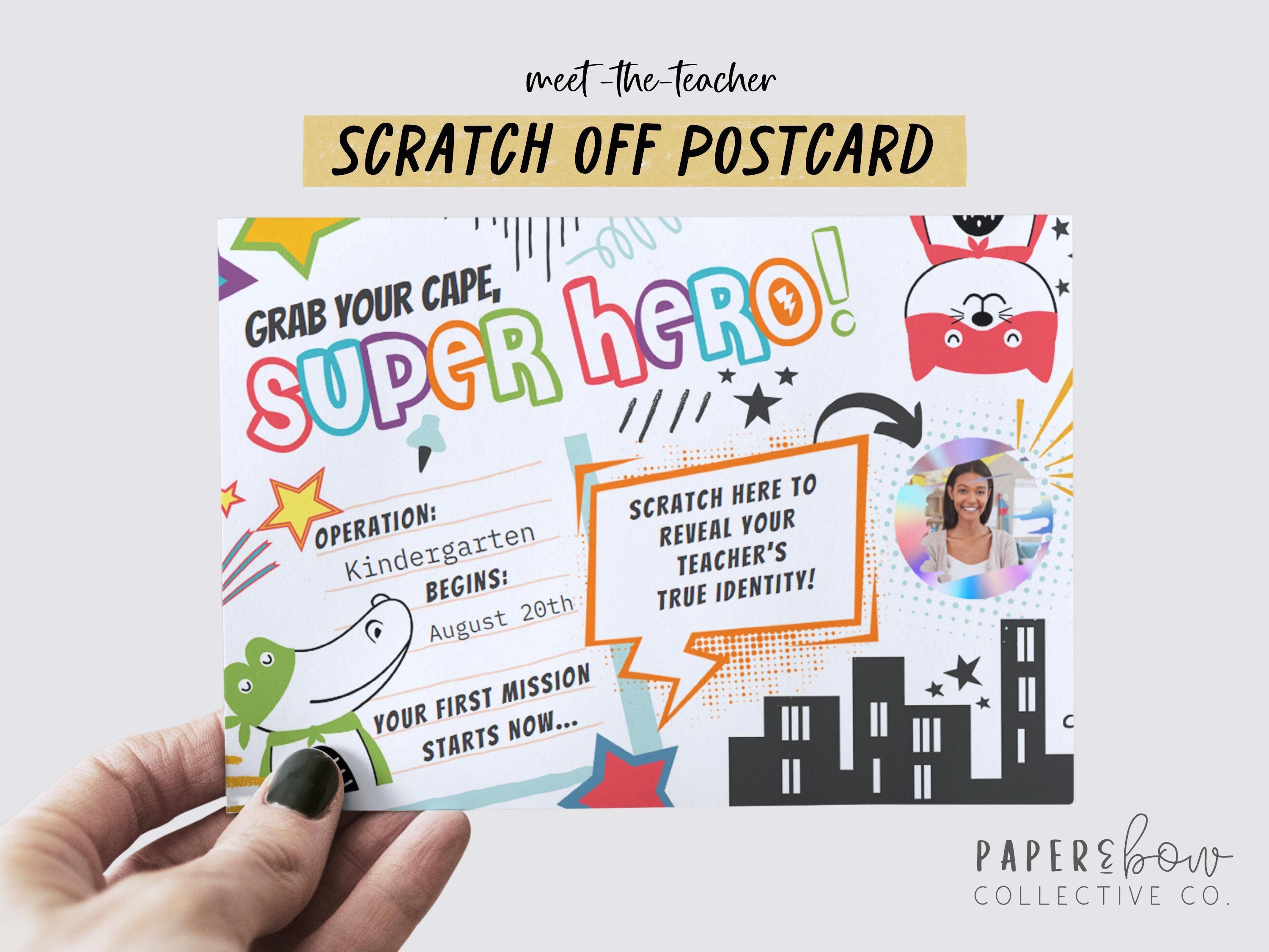 Meet the Teacher Postcard: Superhero Classroom Printable (Canva Template Digital Download