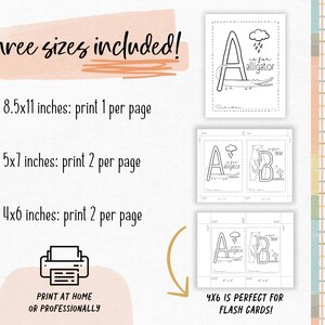 Babys first ABC book comes in three printable sizes that are already formatted for at home printing, simply print and cut along the dotted lines for a baby shower activity  that doubles as a beautiful gift for the mom to be and keepsake for baby.