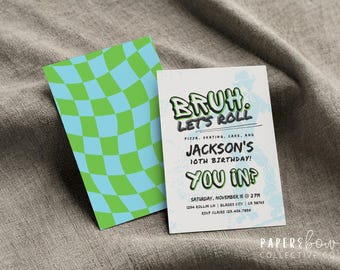 Retro Roller Skate Birthday Invitation: Editable Template (Digital Download)