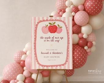 Apple Baby Shower Welcome Sign, Apple of Our Eye, Fall Orchard Party Decor, Editable Canva Template, Printable Poster, BSA1