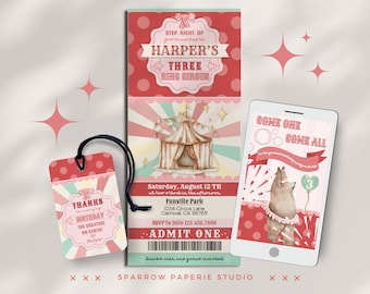 Circus Birthday Invitation: Carnival Theme, Editable Ticket (Digital Download)