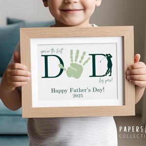 Lembrança de pegadas para o Dia dos Pais, presente de golfe para o papai, aniversário, atividade artística divertida para a pré-escola, cartão de pegadas para o melhor papai, FD