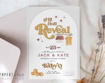 BBQ Gender Reveal Invitation: Backyard Baby-Q Template (Digital Download)