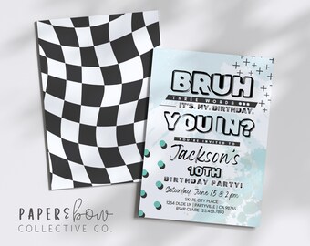Bruh 10th Birthday Invitation: Teen Boy Party (Digital Download)