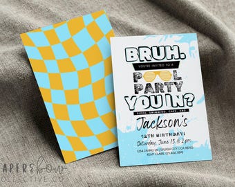 Bruh Pool Party Invitation: Teen Birthday (Digital Download)