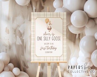 One Silly Goose 1st Birthday Sign: Farm Animal Theme (Digital Download)