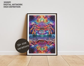 Cancer Zodiac Art Print: Celestial Crab Astrology Poster (Digital Download)