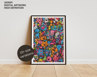 Vibrant Graffiti Art Print: Colorful Abstract Street Decor (Digital Download)