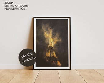 Eiffel Tower Art Print: Noir Paris Poster (Digital Download)