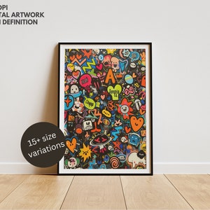 Urban Graffiti Art Print, Colorful Street Art DIGITAL Download, Vibrant Abstract Pop Art, Printable Modern Urban Decor