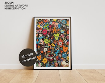 Colorful Graffiti Art Print: Abstract Urban Pop Decor (Digital Download)