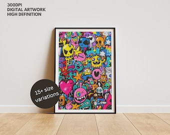 Vibrant Graffiti Wall Art: Abstract Pop Art Print (Digital Download)