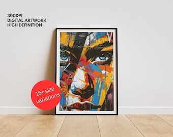 Abstract Graffiti Portrait: Urban Street Art Print (Digital Download)