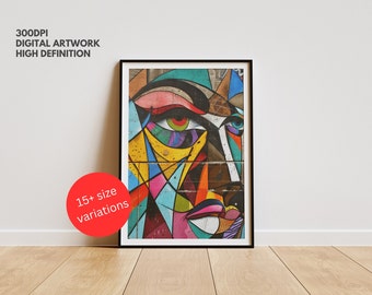 Abstract Graffiti Eye Portrait: Urban Street Art Print (Digital Download)