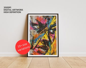 Abstract Graffiti Portrait: Urban Street Art Print (Digital Download)