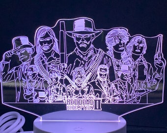 Wild West Custom Night Light - Personalized LED Lamp - Red Dead Redemption Inspired Gift - Gift for Gamers - Western Theme Decor