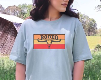 Chemise de rodéo western, chemise country western, t-shirt concert country, t-shirt tête de mort taureau