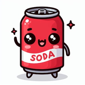 2 Cute & Kawaii Soda Can Design VORLAGEN (TRANSPARENT PNG) (4k Hohe Auflösung)