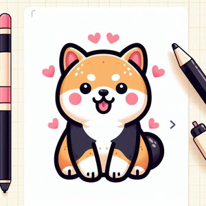 2 Cute & Kawaii Shiba Inu Design TEMPLATES (TRANSPARENT PNG) (4k High Resolution)