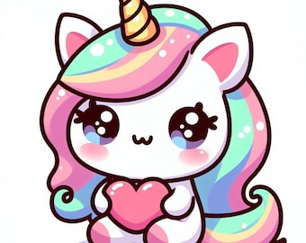 2 PLANTILLAS de diseño de unicornio lindo y kawaii (PNG TRANSPARENTE) (alta resolución 4k)