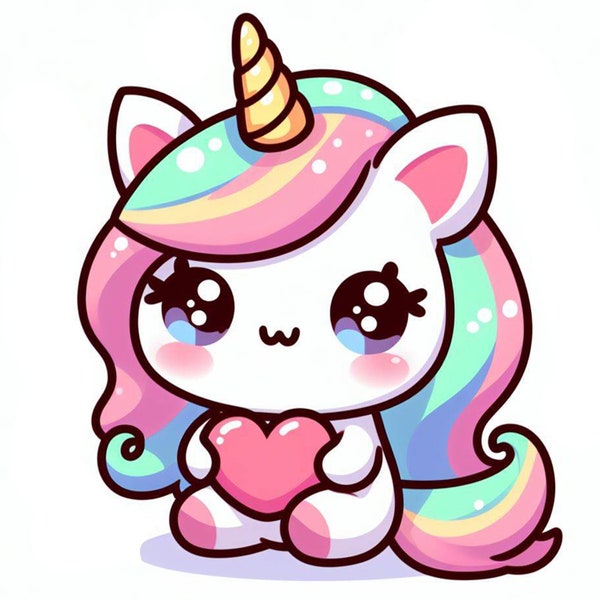 2 Cute & Kawaii Unicorn Design TEMPLATES (TRANSPARENT PNG) (4k High Resolution)