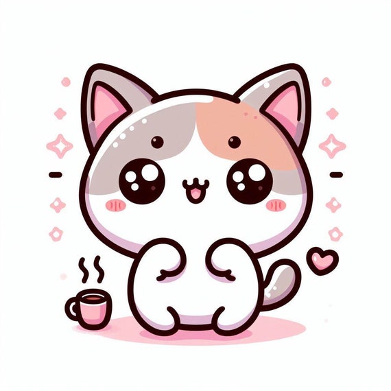 2 MODÈLES de conception de chat mignon et kawaii (PNG TRANSPARENT) (haute  résolution 4k) - Etsy France