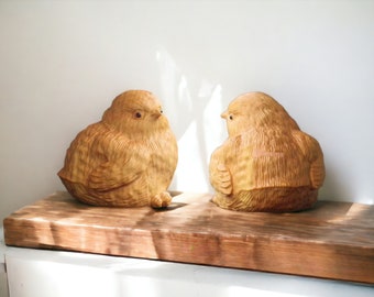 Niedlicher runder geschnitzter Vogel – geschnitzte Vogelfiguren aus Holz – handgefertigter Holzvogel – einzigartiger Vogel – perfektes Geschenk für Vogelliebhaber, Vogelgeschenk für sie