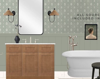 Cottage Meets Classic - Complete Mood Board with all selections AND Finish Accessories Including Grout