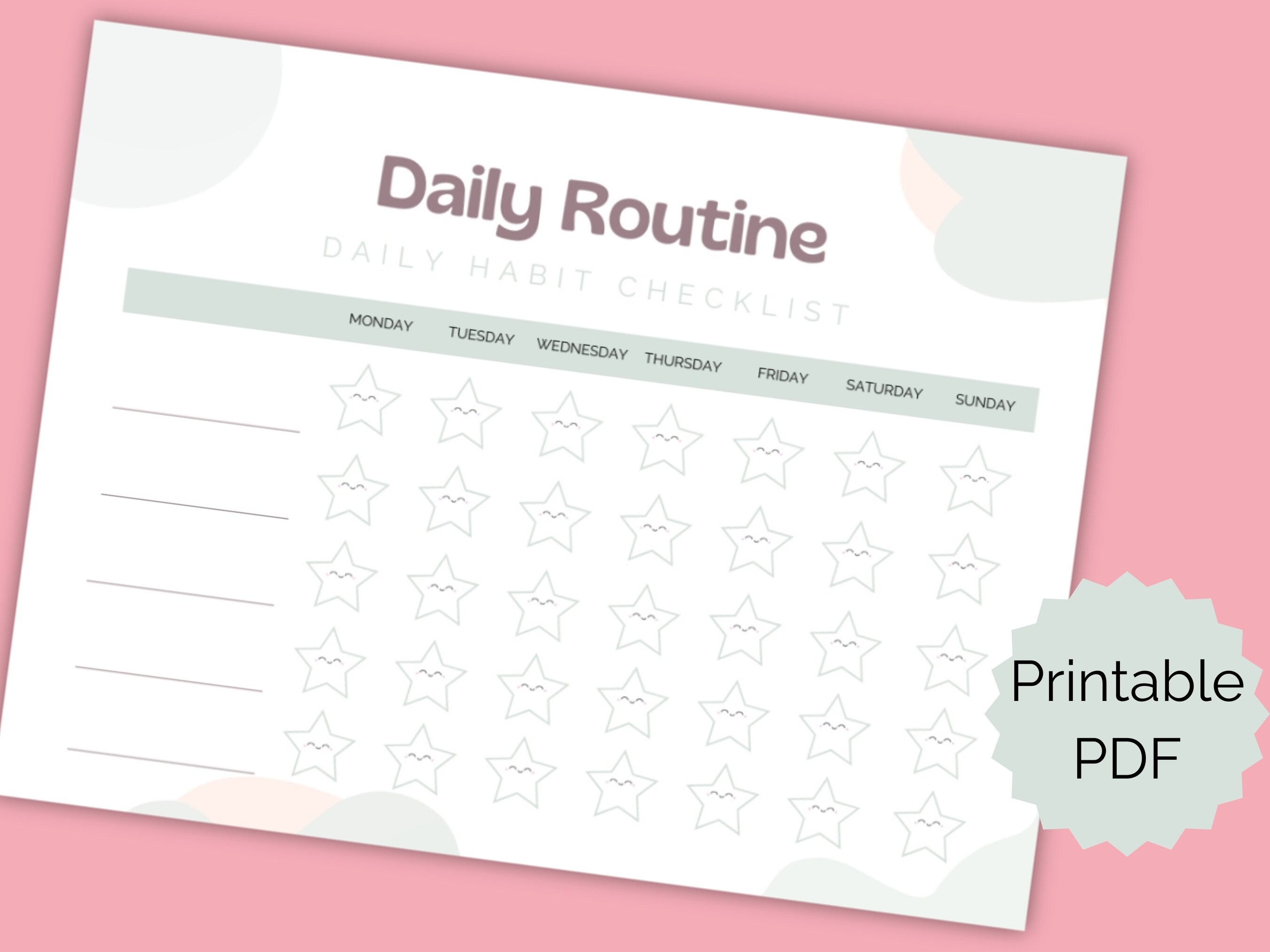 Daily Habit Checklist, Daily Routine Checklist, Daily Routine Tracker ...