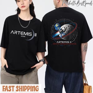 Shirt Artemis II 2026 raketlancering, T-shirt Future Moon Mission, ruimteverkenning, wetenschappelijk cadeau