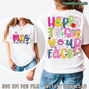 Coquette Teacher Back to School Front Back Png, Happy To See You 1st Day Of School Png, Preppy Back To School Png, First Day Of School Png