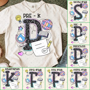 07 Pacchetto PNG Retro Back to School, PNG di classe di squadra, Dream Team, Scuola materna 1a/2a/3a elementare, Pacchetto PNG Teacher Bright Back to School