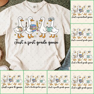 Back to School Goose PNG Bundle, Coquette Teacher First Day of School Shirt Design, Preppy Floral Sublimation, Pre-k 1st/2nd/3rd/4th Grade