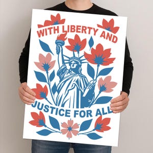 Liberty And Justice For All Protest Sign PRINTABLE, Anti-Trump Protest Poster For March, Digital Download, Political Activist Rally Sign