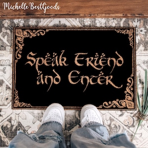 Speak Friend and Enter Doormat Welcome Mat Funny Door Mat Movie TV Show Mat Housewarming Gift All Weather Durable Curly Mat