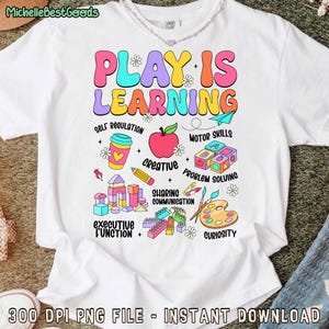 Play Is Learning Teacher Back To School Png, Kindergarten Preshool Teacher Png, Teacher Appreciation Png, 1st Day Of School Png Sublimation