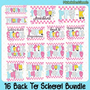 16 Back to School Coquette Png Bundle, Happy To See Your Face, It&#39;s The First Day of School, Back To School, Coquette 1st Day Of School