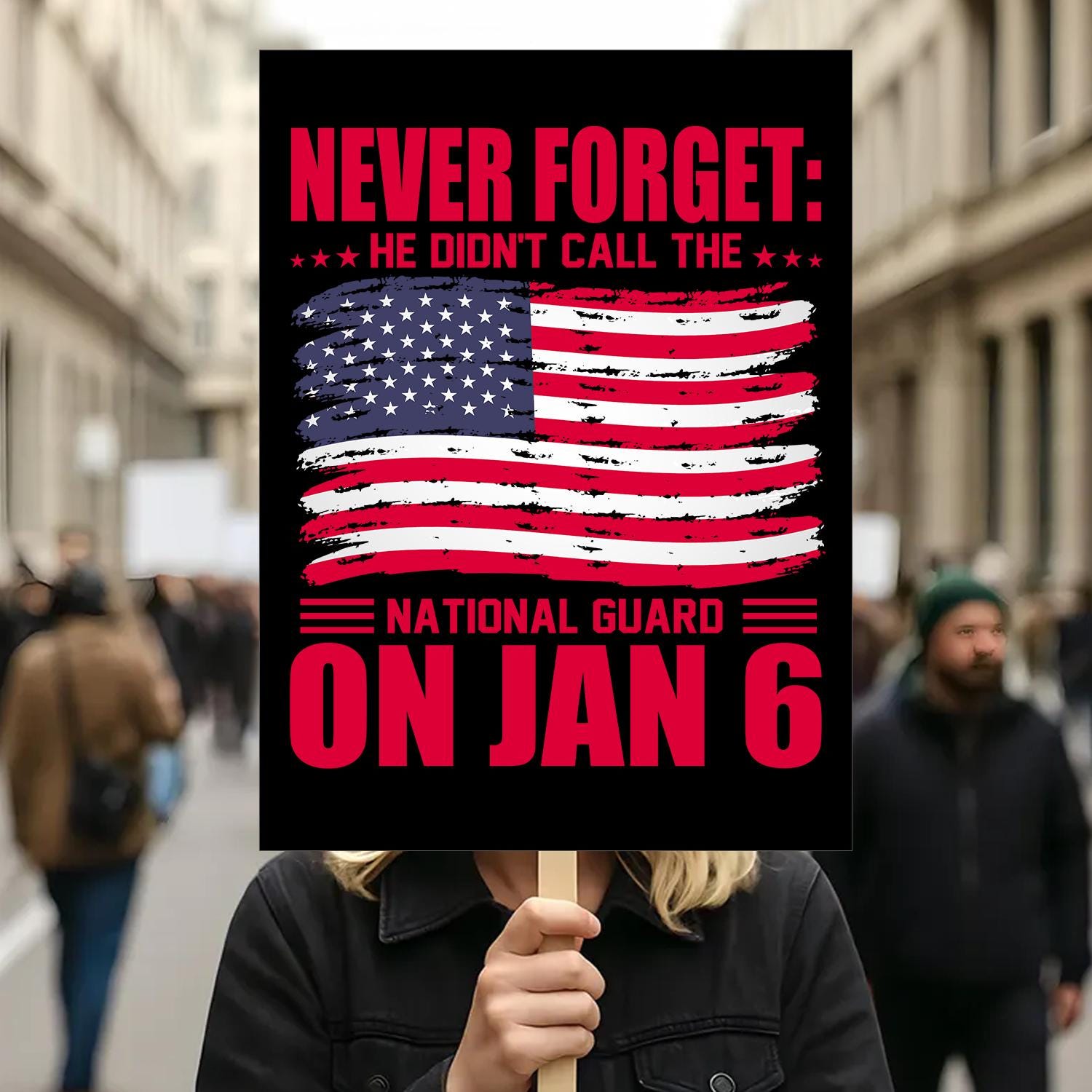Discover No Kings Day Printable Protest Sign, Never Forget Jan 6 National Guard, Anti-Trump Protest Poster For March, Political Activist Rally Sign