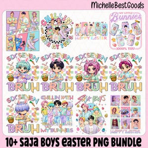 10+ Saja Boys Easter Day PNG Bundle, Happy Easter Day Png, Kpop Huntrix Easter Day PNG, Preppy Easter Kpop Png, Kpop Demon Hunters Png