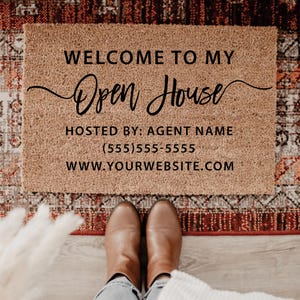 Custom Doormat Open House Doormat, Realtor Doormat, Business Doormat, House Selling Front Door Mat, Real Estate Agent Gift Home Listing